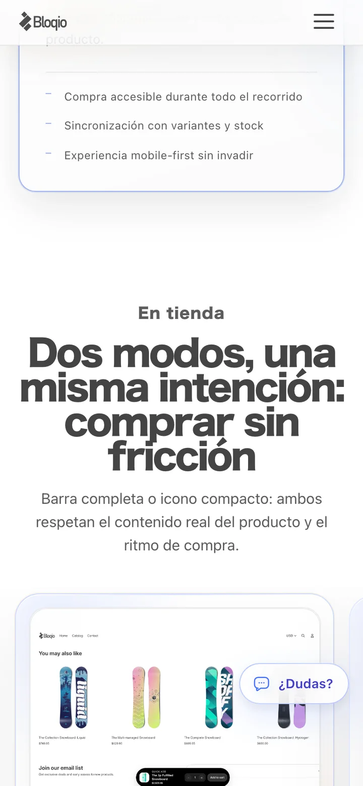 Página pública móvil de Hermes explicando compra accesible durante el scroll.